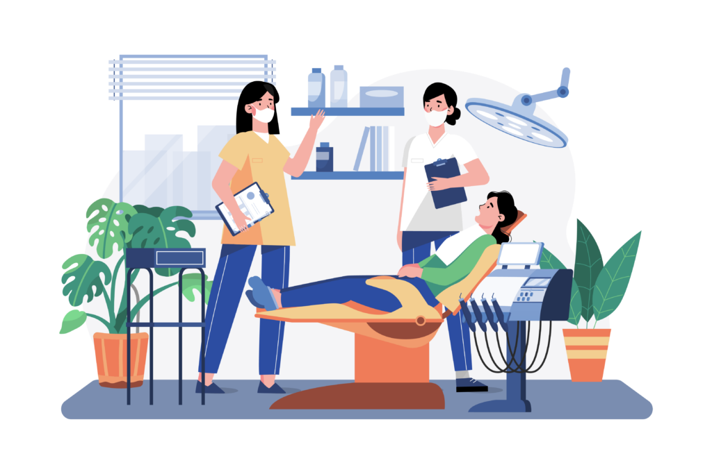graphic of dentist doing an exam